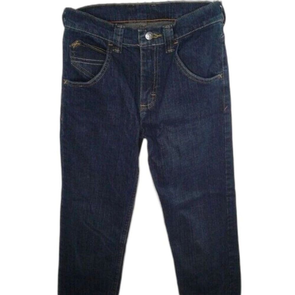 Wrangler Boy's Blue Jeans Adjustable Waist Dark Wash Stretch Size 12S NWOT